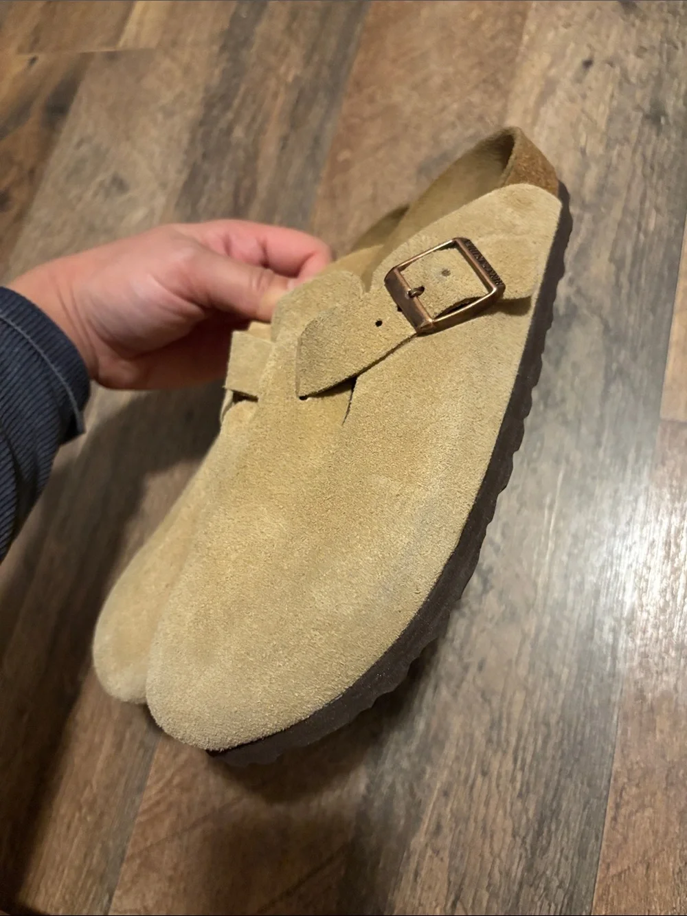 Birkenstock Bostons Tan Suede Slip-On Clogs in Camel - Picture 10 of 14